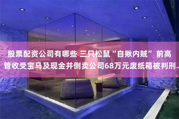 股票配资公司有哪些 三只松鼠“自揪内贼” 前高管收受宝马及现金并倒卖公司68万元废纸箱被判刑