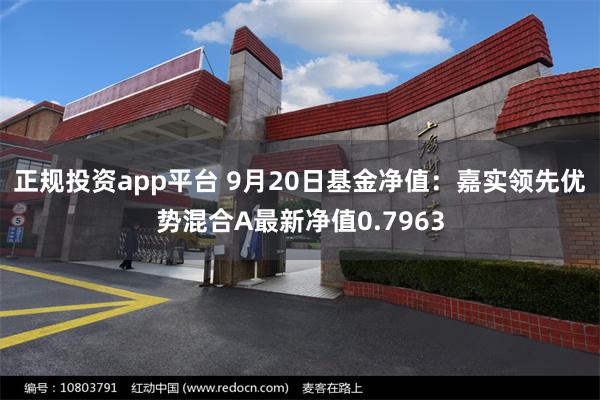 正规投资app平台 9月20日基金净值：嘉实领先优势混合A最新净值0.7963