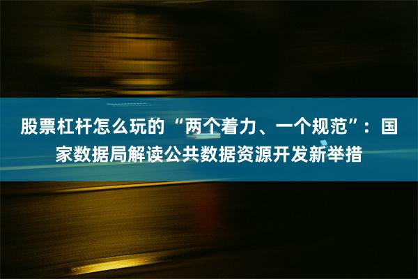 股票杠杆怎么玩的 “两个着力、一个规范”：国家数据局解读公共数据资源开发新举措